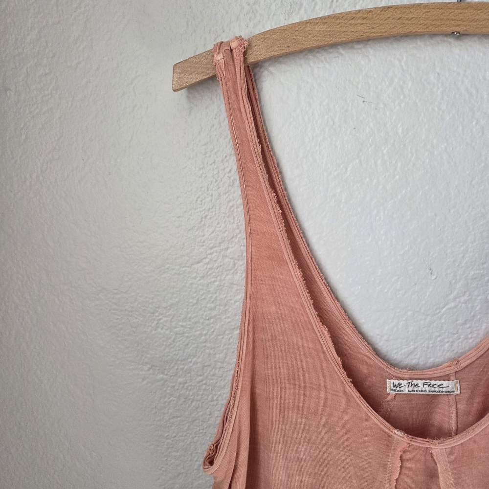 Free People We The Free Sz M Cami Tank Top Raw Edge Orange Stretch 100%Viscose - Picture 3 of 13